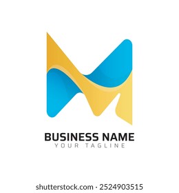 M abstract modern minimalist premium typography 3d colorful letter logo design template