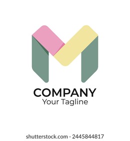 m abstract typography 3d colorful letter logo design template