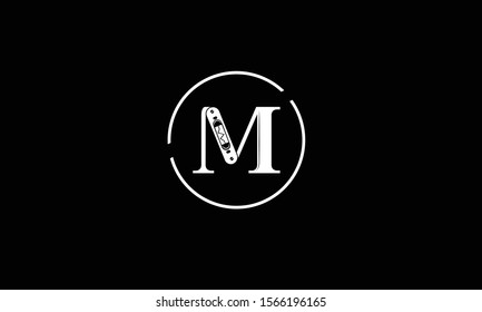 M abstract vector logo monogram template