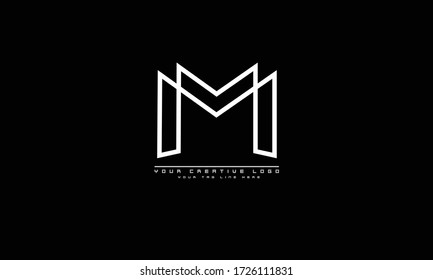 M abstract vector logo monogram template
