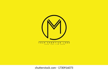 M abstract vector logo monogram template