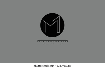 M abstract vector logo monogram template