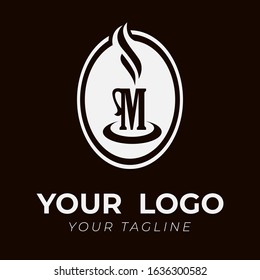 M ALPHABET INITIAL CIRCLE COFFEE LOGO TEMPLATE