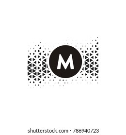 M alphabet Letter with circle halftone logo