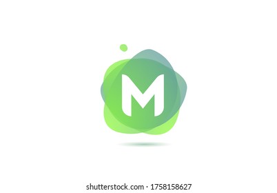 M alphabet letter logo for business and company with gradient design. Pastel colour template for corporate identity in green and white