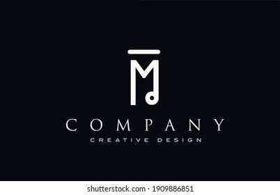 M alphabet letter logo icon. Black and white Design for lettering and corporate identity. Professional elegant template with vintage abstract style