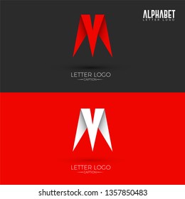 M Alphabet Logo in Origami Style