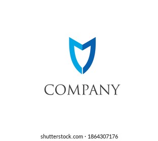 M Alphabet Sheild  Shape Company Logo Design