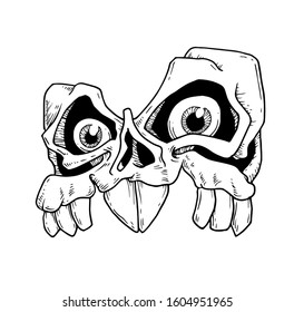 M, ALPHABET SKULL VECTOR DESIGN, DRAWING STYLE