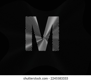 M Alphabet Vektor Zahlen. Abstrakte abstrakte Wave Line in Schwarz-Weiß-Farbe in Alphabet