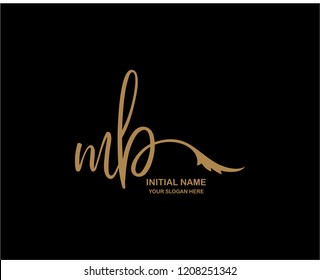 M B Initial Handwriting Logo Template