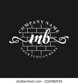 M B Initial handwriting logo vector. Hand lettering for designs.