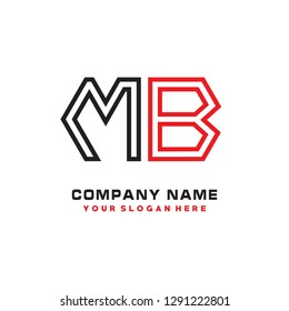 M B initial letter, modern logo design template vector 