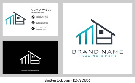 M B initial logo with business card vector template