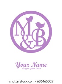 M B initial wedding decorative logo template