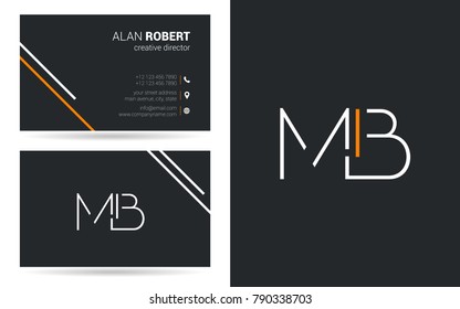 M & B joint stroke letter logo vector design with business card template