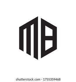 M B letter logo hexagon design concept