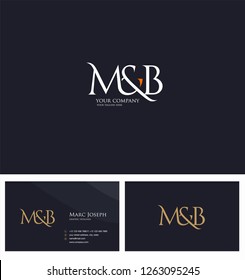 M & B letters Joint logo icon and Business card vector template.
