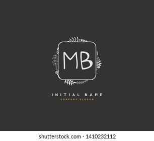 M B MB Beauty vector initial logo, handwriting logo of initial wedding, fashion, jewerly, heraldic, boutique, floral and botanical with creative template for any company or business.
