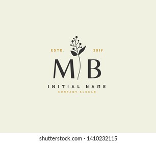 M B MB Beauty vector initial logo, handwriting logo of initial wedding, fashion, jewerly, heraldic, boutique, floral and botanical with creative template for any company or business.