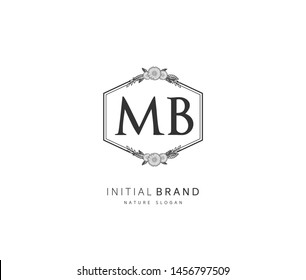 M B MB Beauty vector initial logo, handwriting logo of initial signature, wedding, fashion, jewerly, boutique, floral and botanical with creative template for any company or business.