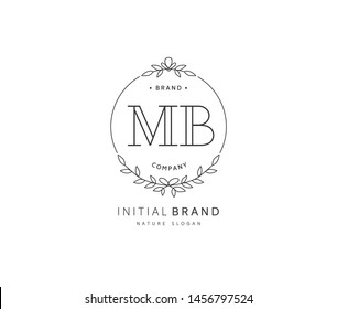 M B MB Beauty vector initial logo, handwriting logo of initial signature, wedding, fashion, jewerly, boutique, floral and botanical with creative template for any company or business.
