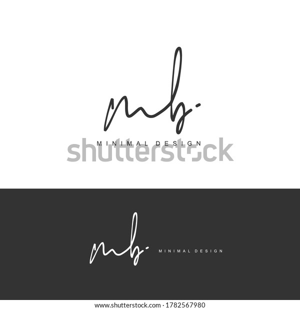 M B MB Initial\
handwriting or handwritten logo for identity. Logo with signature\
and hand drawn style.