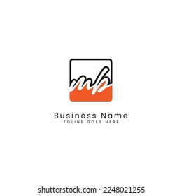 M B MB Initial letter handwritten and signature vector image template in square shape logo