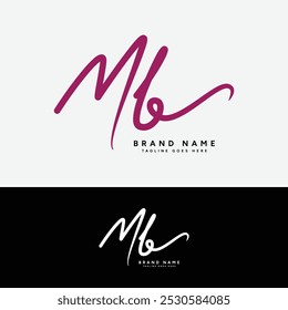 M, B, MB Initial letter logo. Alphabet MB Handwritten Signature logo