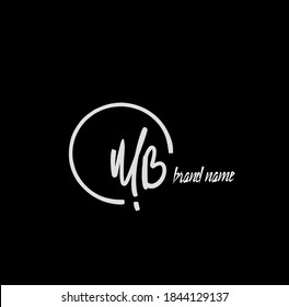 M b Mb initial logo handwriting template vector