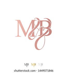 M & B / MB logo initial vector mark. Rose gold. gold. silver color.