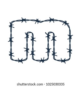 M Barbed Wire Letter Logo Icon Design