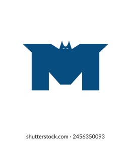M bat logo design vector illustration.