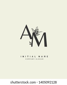 A M AM Beauty vector initial handwriting logo of wedding, fashion, jewerly, heraldic, boutique, floral and botanical with creative template for any company or business.
