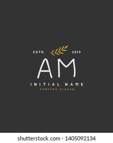 A M AM Beauty vector initial handwriting logo of wedding, fashion, jewerly, heraldic, boutique, floral and botanical with creative template for any company or business.