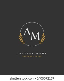 A M AM Beauty vector initial handwriting logo of wedding, fashion, jewerly, heraldic, boutique, floral and botanical with creative template for any company or business.