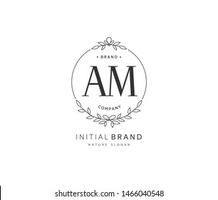 A M AM Beauty vector initial logo, handwriting logo of initial signature, wedding, fashion, jewerly, boutique, floral and botanical with creative template for any company or business.