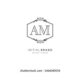 A M AM Beauty vector initial logo, handwriting logo of initial signature, wedding, fashion, jewerly, boutique, floral and botanical with creative template for any company or business.