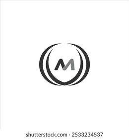 M black and gray logo with circle