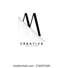 M Black Letter Logo Design with Creative Paper Cut