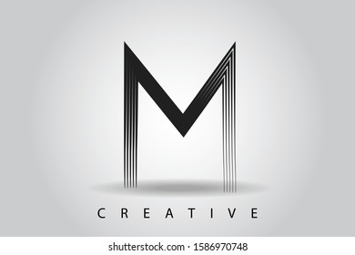 M black modern creative letter. Uppercase letter for icon, logo, label, cover, hair style, beauty business, company name, cosmetics or web page graphic design resource.