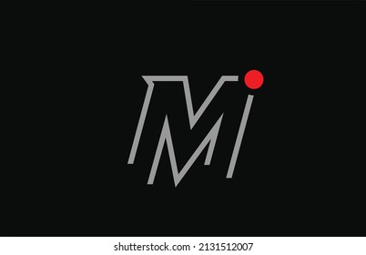 M black and white alphabet letter logo icon design with red dot. Creative template for business and company 