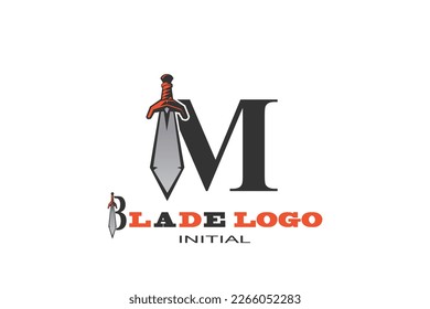 M blade Letter logo template for your branding.