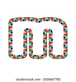 M Block Puzzle Letter Logo Icon Design