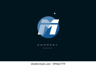 m blue circle dot big font alphabet company letter logo white design vector icon template 