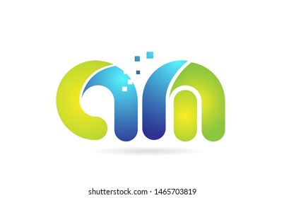 am a m blue green alphabet combination letter logo design suitable for a company or business