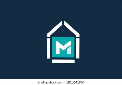 M blue white alphabet letter logo icon design. Company and business identity template