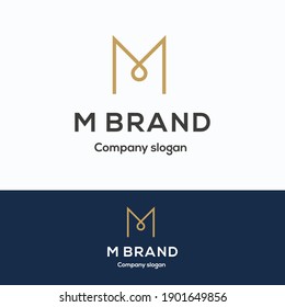 M brand logo. M monogram logo template. M loop logotype with gold letter m