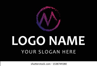 M Brush Letter Logo Design. Logo Leters Icon with Elegant Circle Vector Design. - Vector 