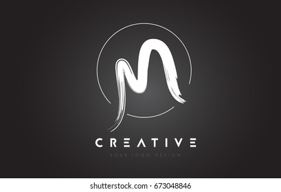 M Brush Letter Logo Design. Artistic Handwritten Brush Letters Logo Concept Vector.